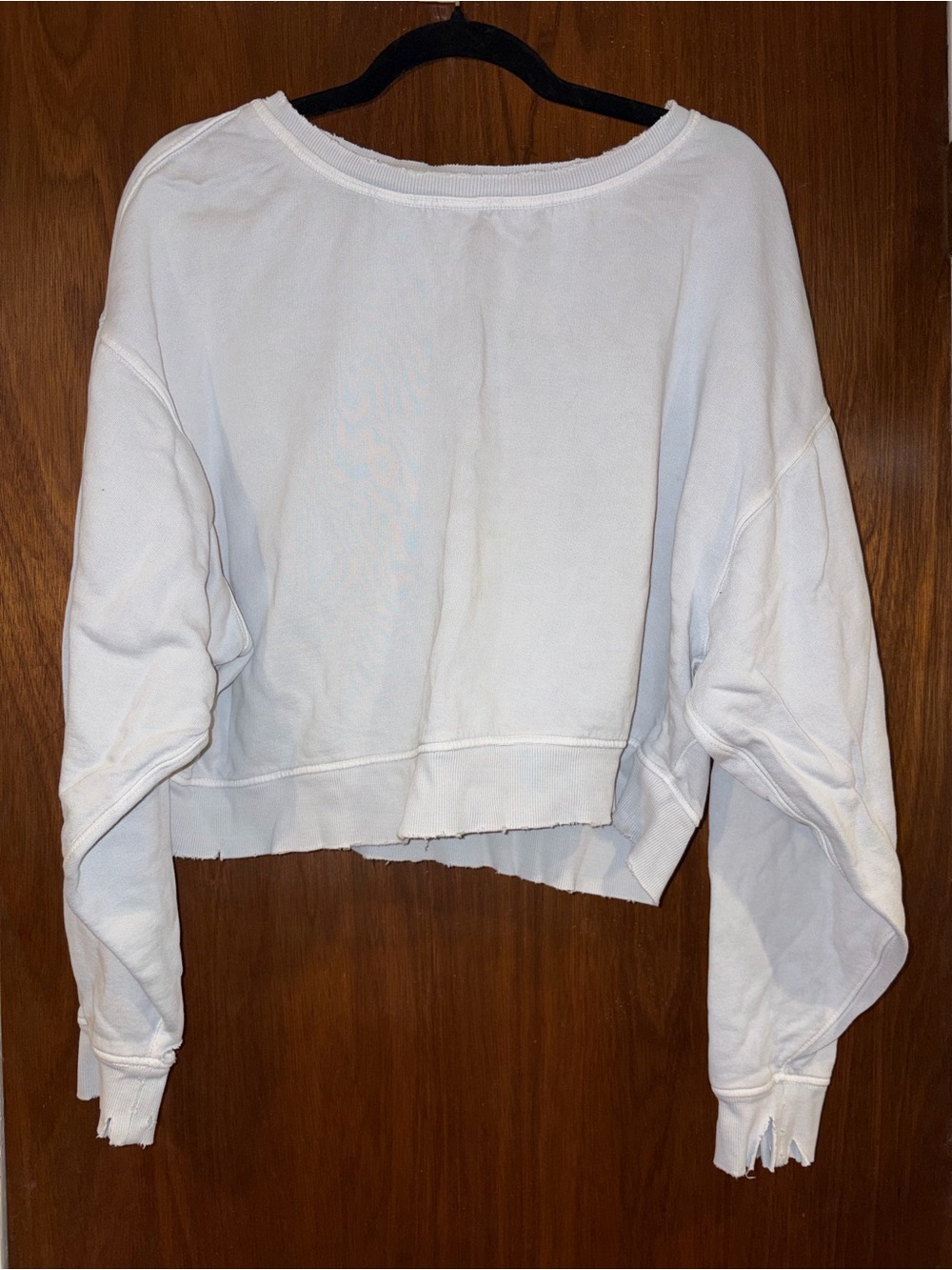 White Cropped Sweatshirt - Lightweight Women's Top